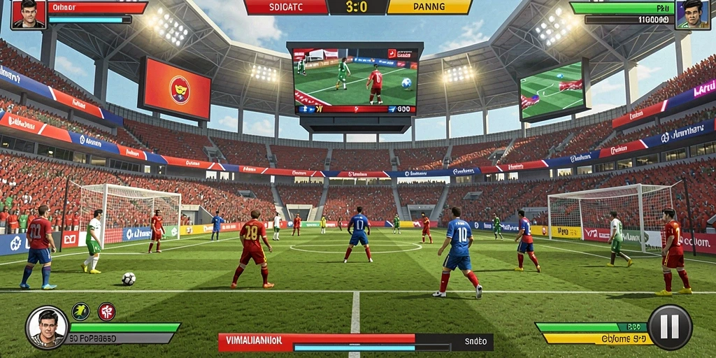 Screenshot pertama menampilkan pemandangan pertarungan seru.